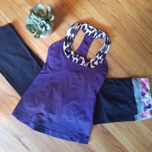 Lululemon Scoop Neck Purple/Animal Print Tank - 4